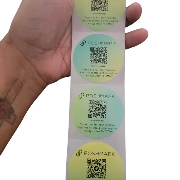 2in Poshmark QR Code Customized Stickers Ombre Green - Picture 3 of 4